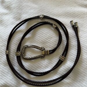 Brown Braided Belt with Silver Accents